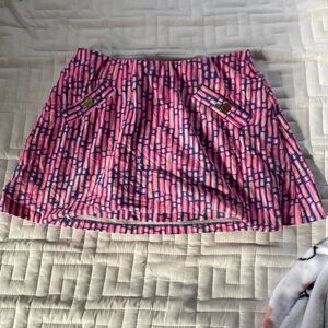 Lilly Pulitzer Pink and Navy Printed Circle Skirt